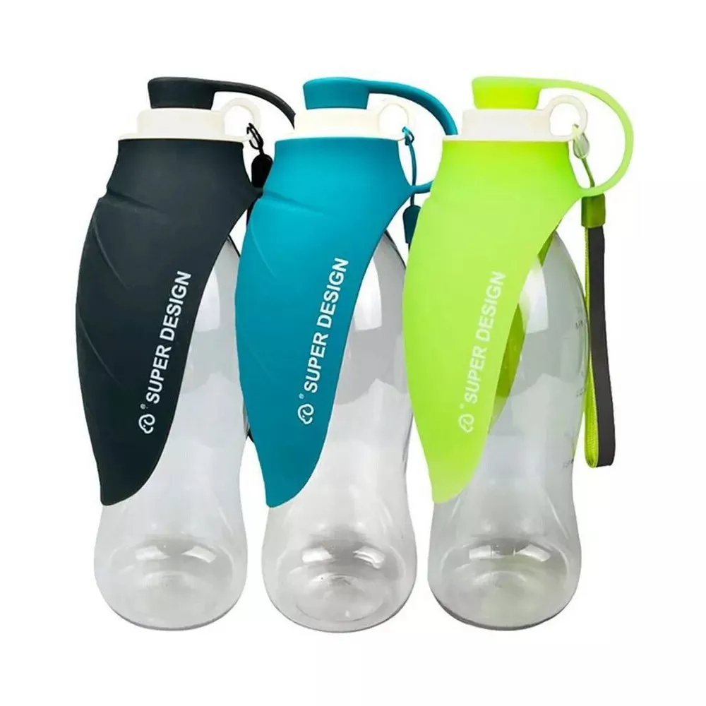 420ML Curved Travel Portable Dog Water Bottle with Built-In Scoop & Strap