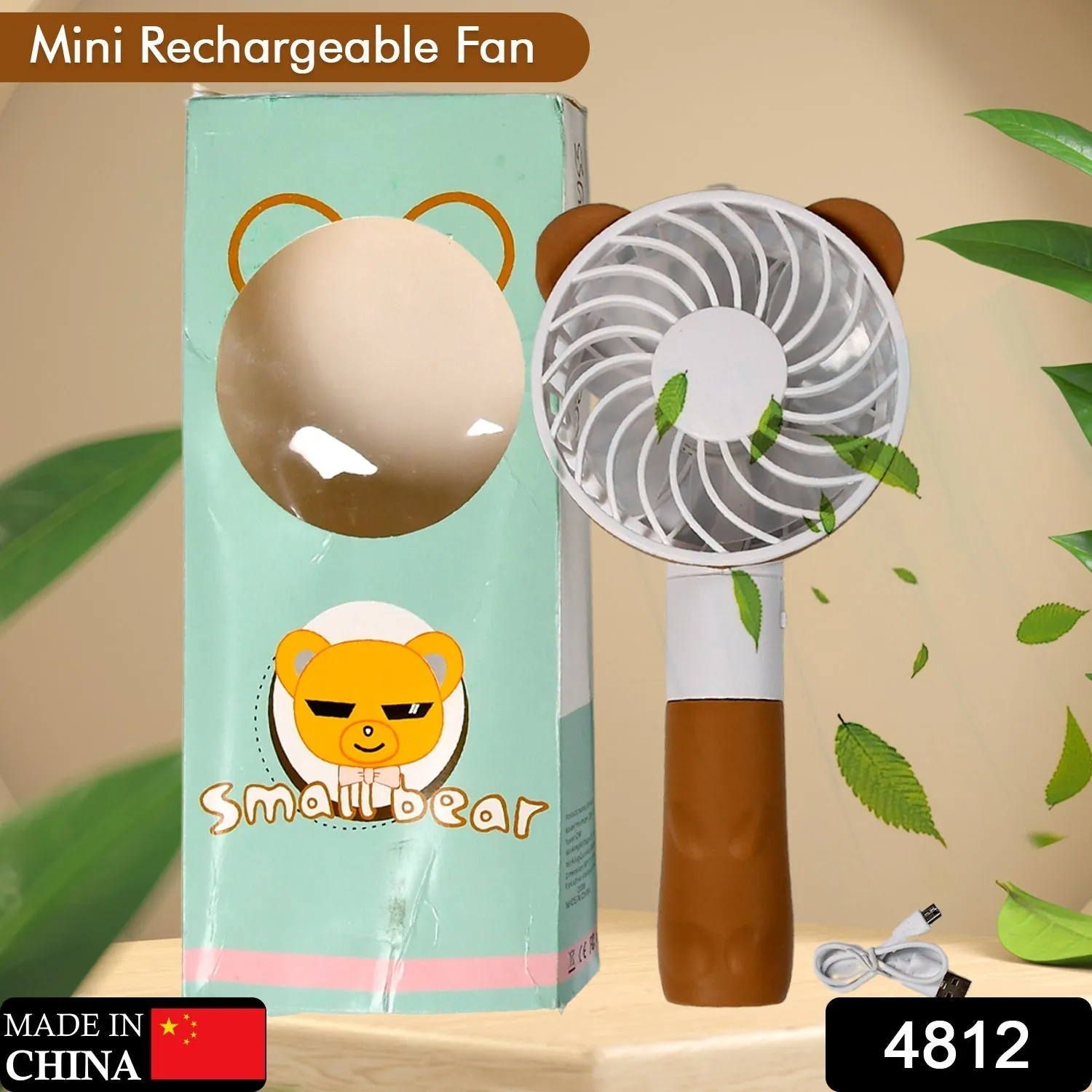 4812 Portable Bear Styled Hand Fan Rechargeable Handheld Fan For Travel , home & Office Use (Battery Not Include)