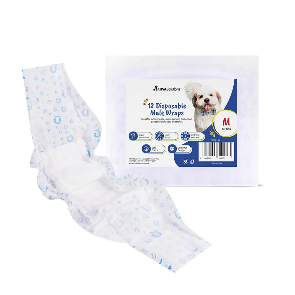 AllPetSolutions Disposable Male Dog Wraps S - XL