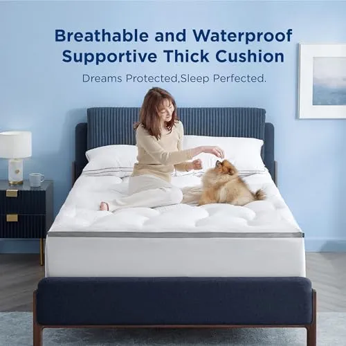 Bedsure Waterproof Mattress Topper Twin 800GSM Extra Thick Mattress Protector Pillow Top with 8-21" Deep Pocket, Mattress Pad Fitted, Soft for Twin Size Bed