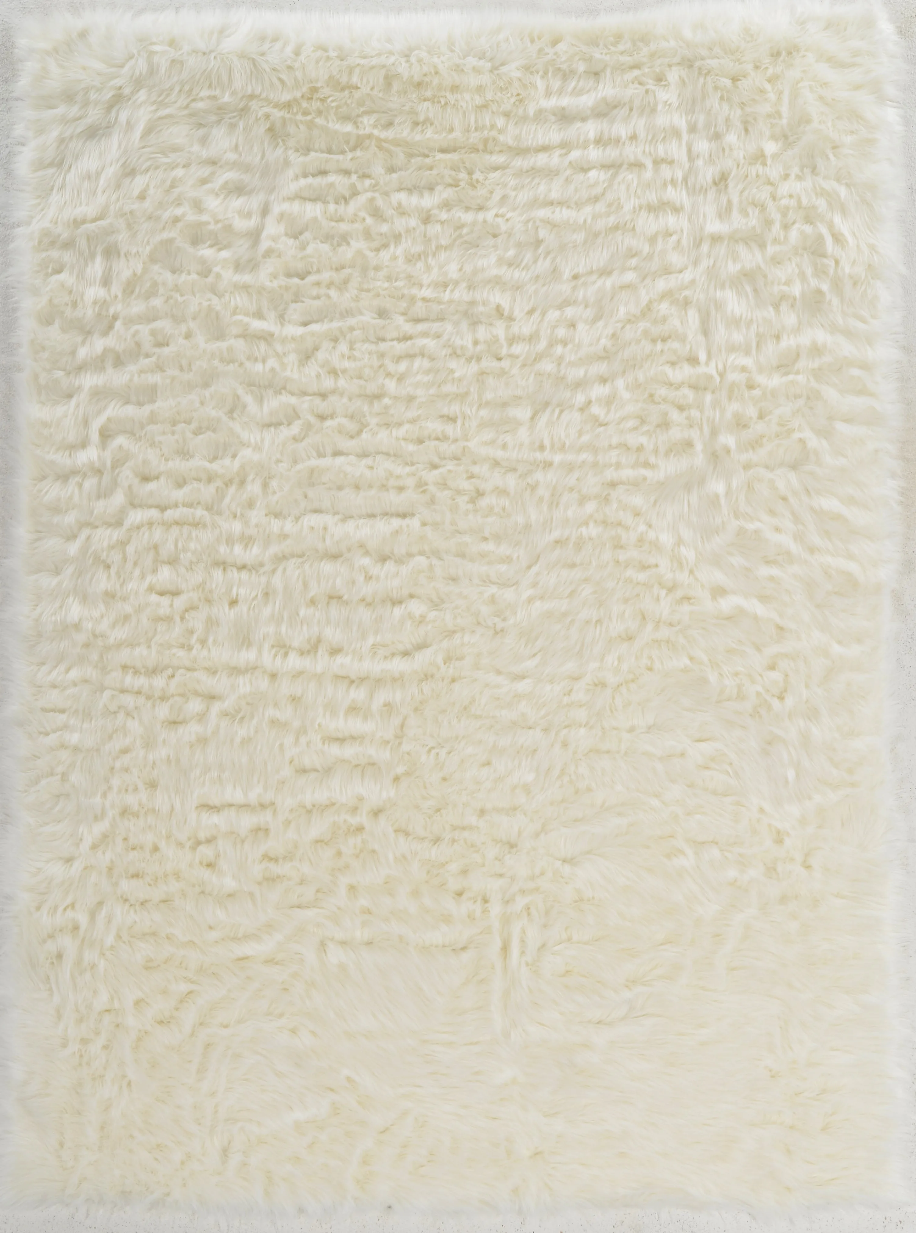 Benzara 2.5 x 1.66 Feet Transitional Faux Fur Rug with Suede Leather Backing, White