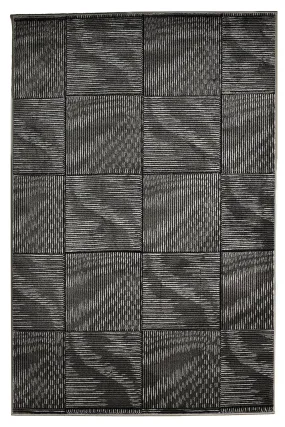 Benzara 2.83 x 1.83 Feet Windowpane Design Polypropylene Power Loomed Rug, Gray