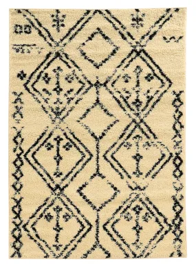 Benzara 5 x 3 Feet Aztac Pattern Polypropylene Power Loomed Rug, Beige and Black