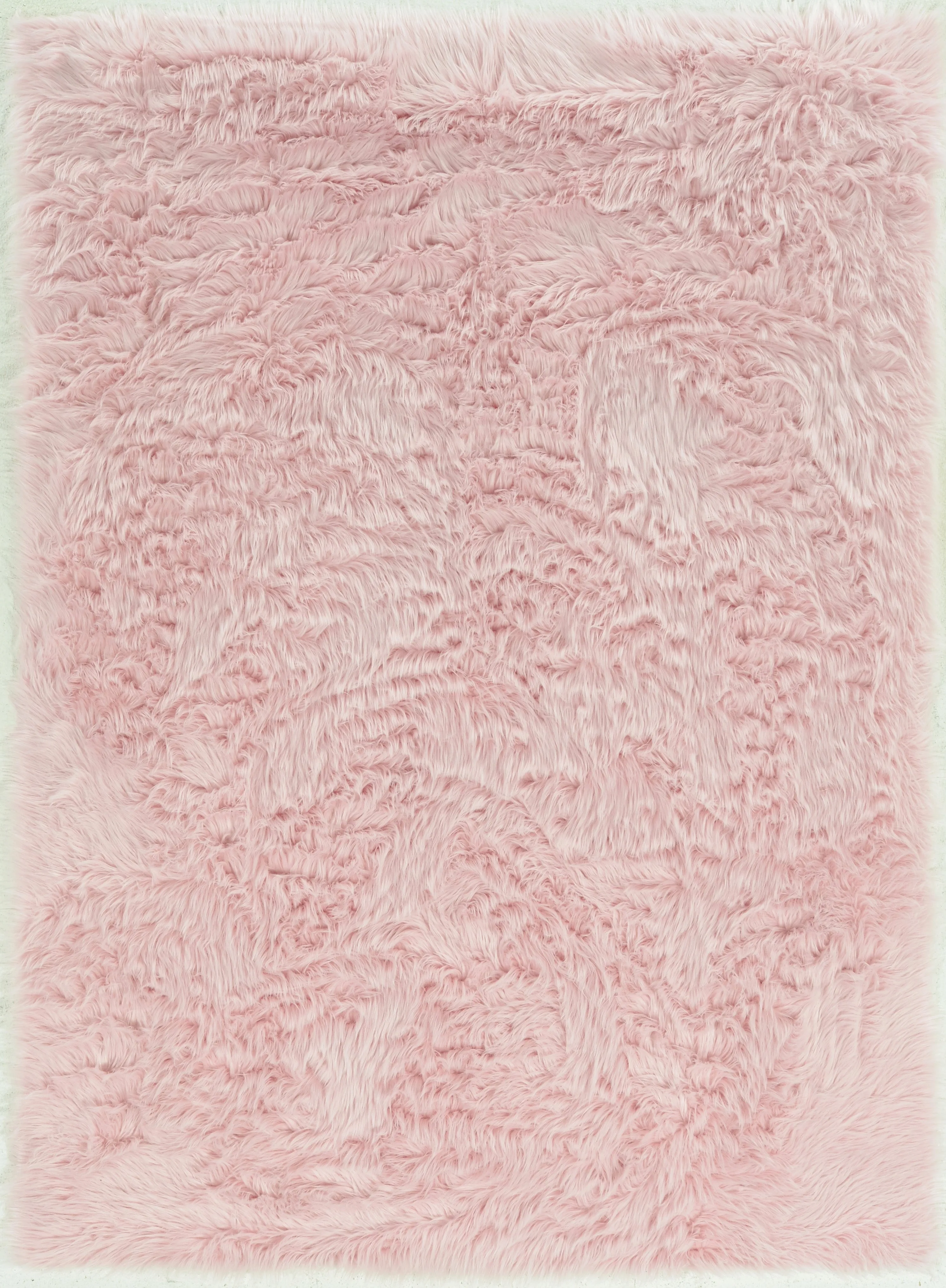 Benzara 7 X 5 Feet Transitional Faux Fur Rug with Suede Leather Backing, Pink