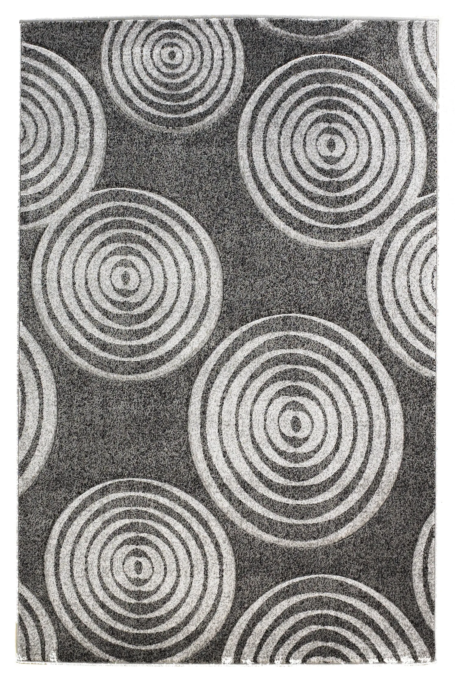 Benzara 7.7 x 5 Feet Seamless Circle Design Polypropylene Power Loomed Rug, Gray