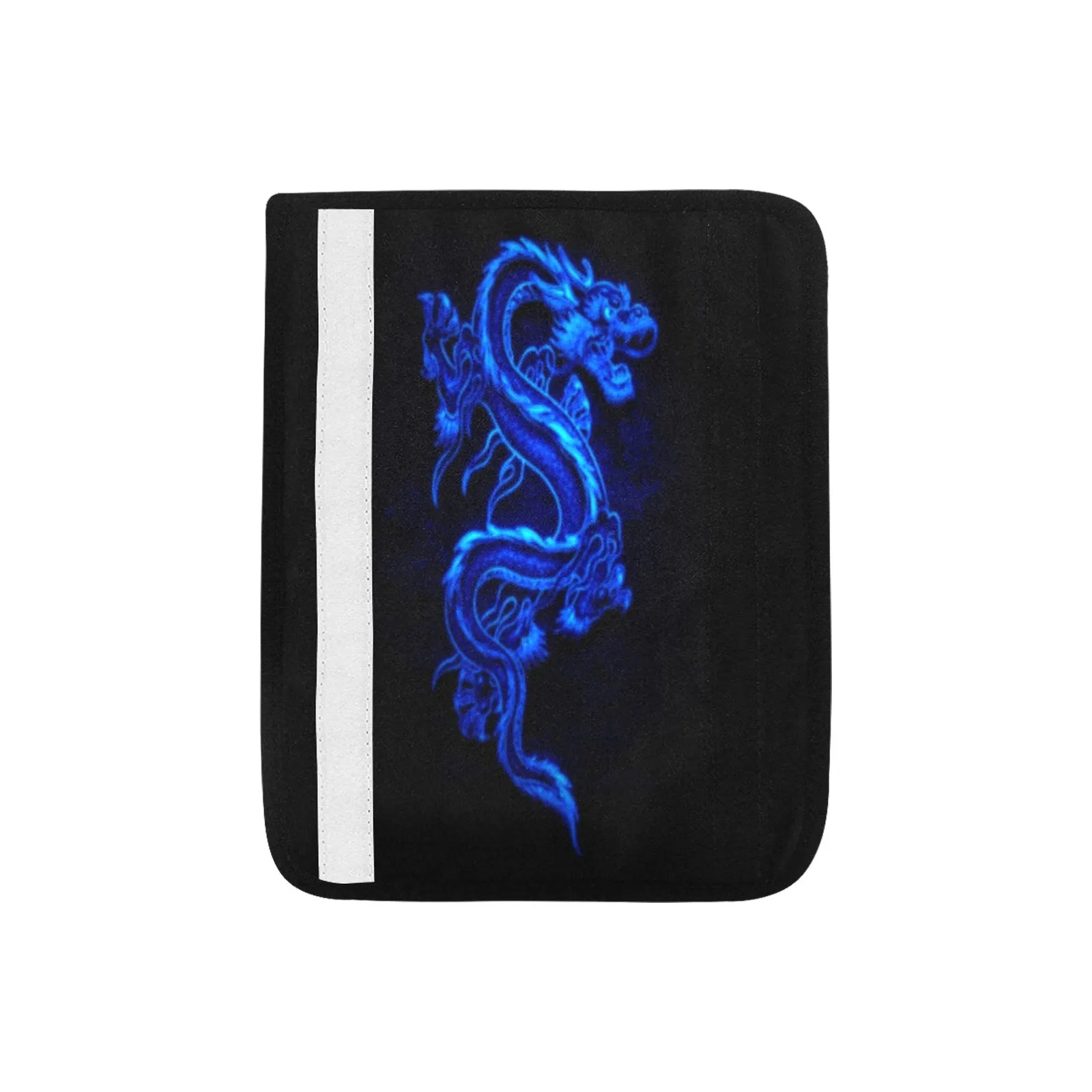 Blue Fire Dragon Small Car Seat Belt Cover 7" x 8.5"