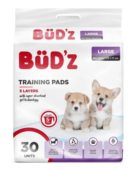 Bud'z - Disposable Training Pads / Pee Pads - Large