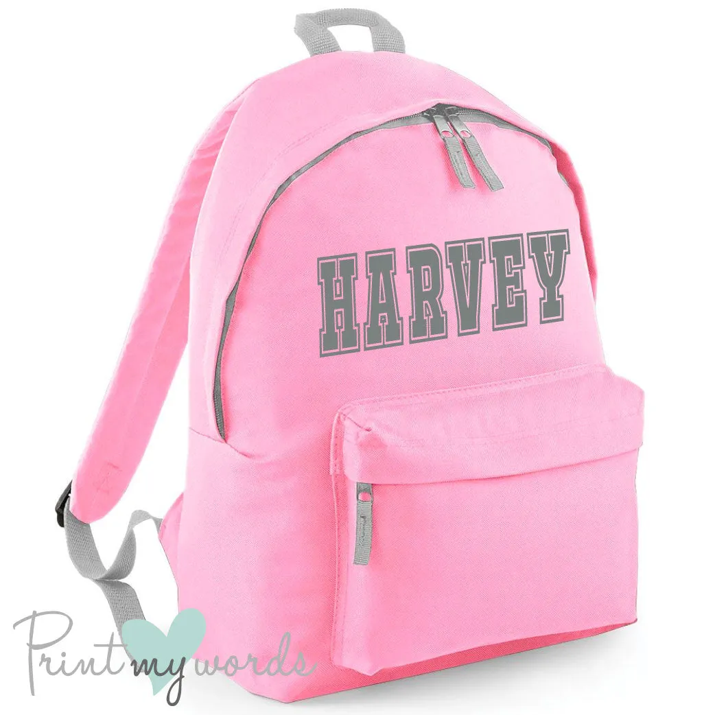 Children's Personalised Name School Rucksack Backpack