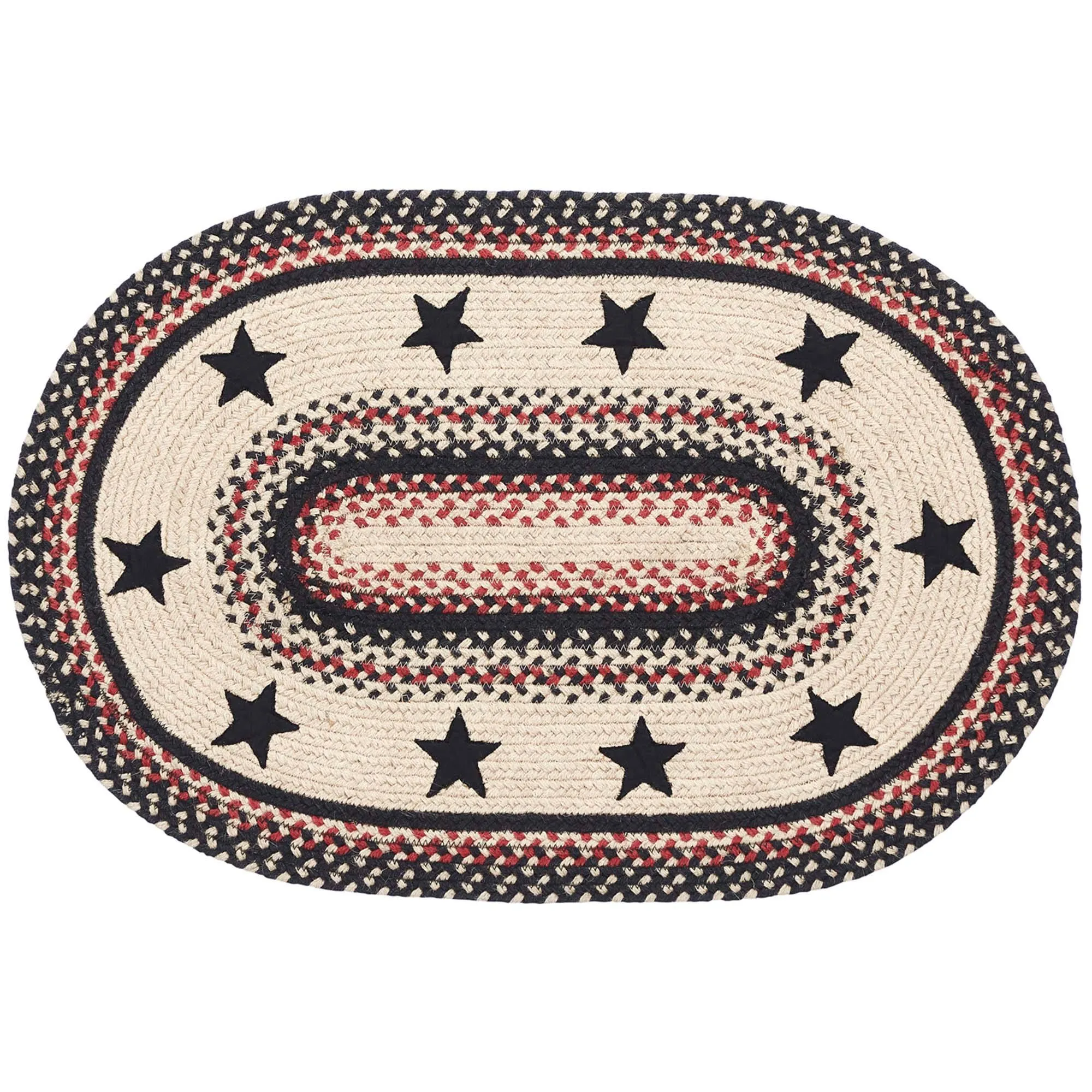 Colonial Star Oval Braided Rug 20x30" - with Pad