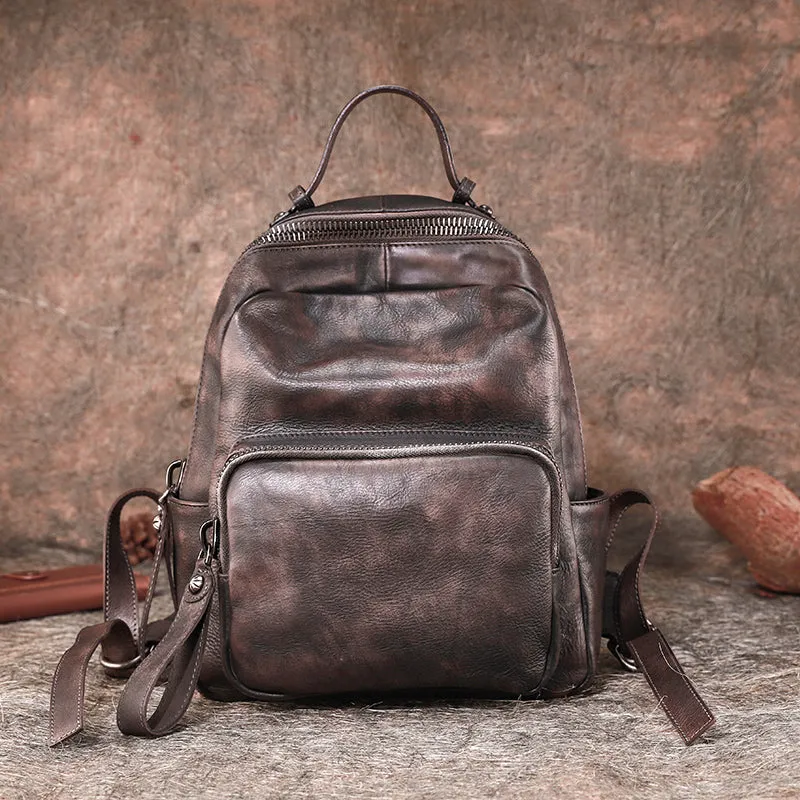 Cool Womens Brush-off Leather Backpack Purse Rucksack Bag for Women