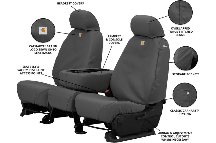 Covercraft SSC8375CAGY GMC Sierra 2500HD/3500HD 2007-2014 Carhartt SeatSaver Custom Rear Seat Covers Gravel