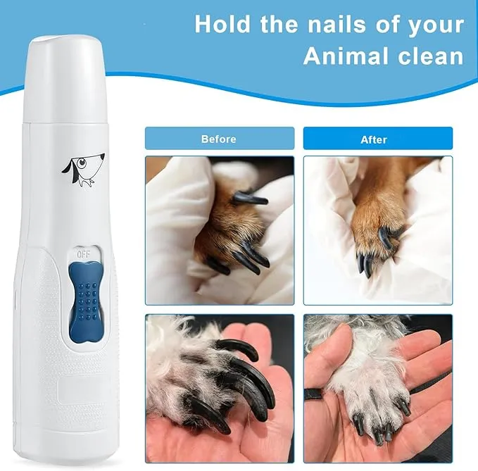 Dog Nail Grinder, Dog Electric Nail File Grinders, Ultra Quiet Paws Electric Nail Grinder Grooming Kit