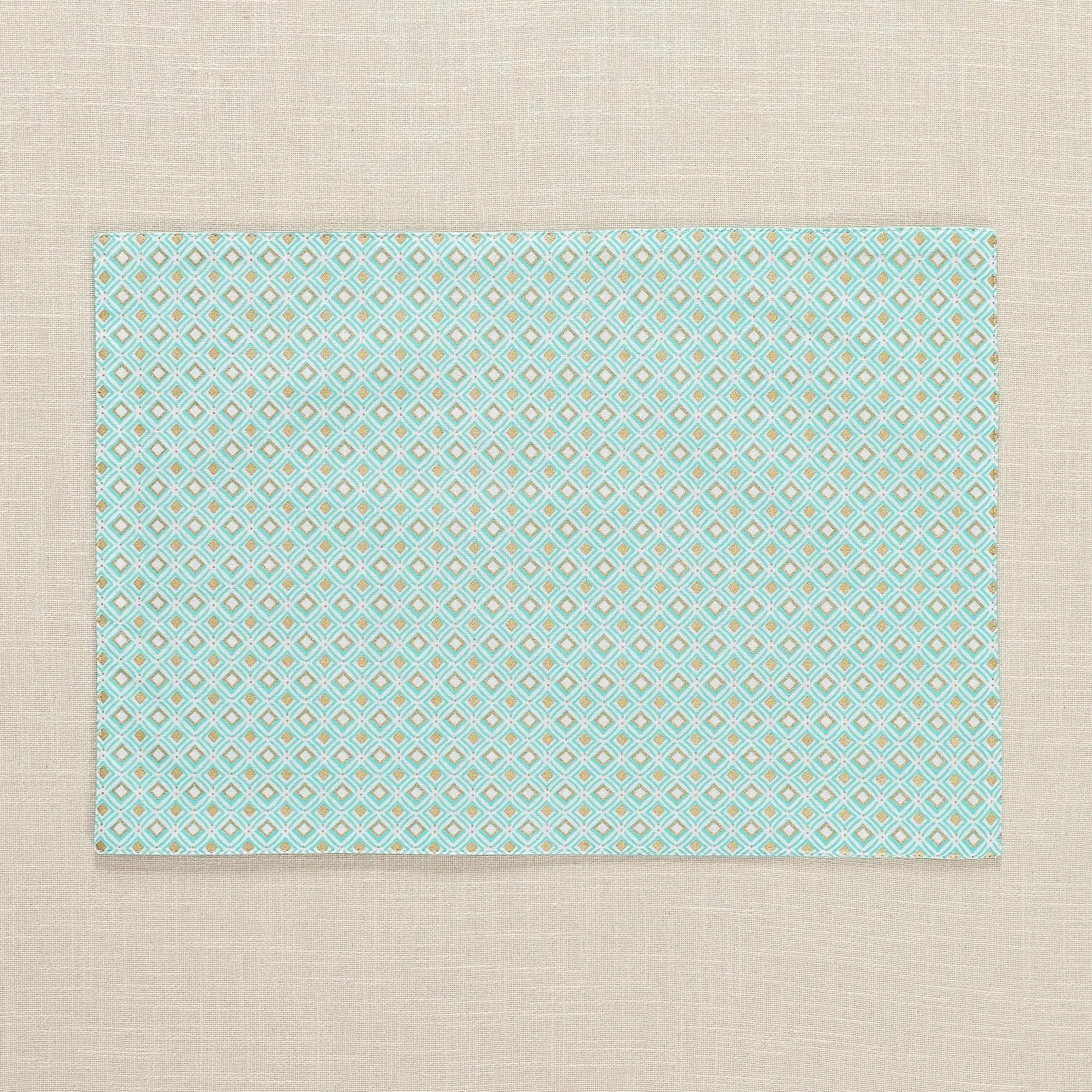 Geo Gold & Light Green Cotton Table Mat Set of 6