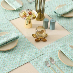 Geo Gold & Light Green Cotton Table Mat Set of 6