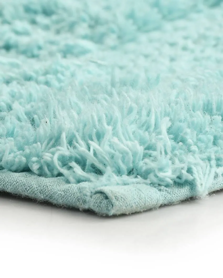 Ice Blue Tufted Bathmat & Contour Set