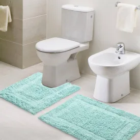 Ice Blue Tufted Bathmat & Contour Set