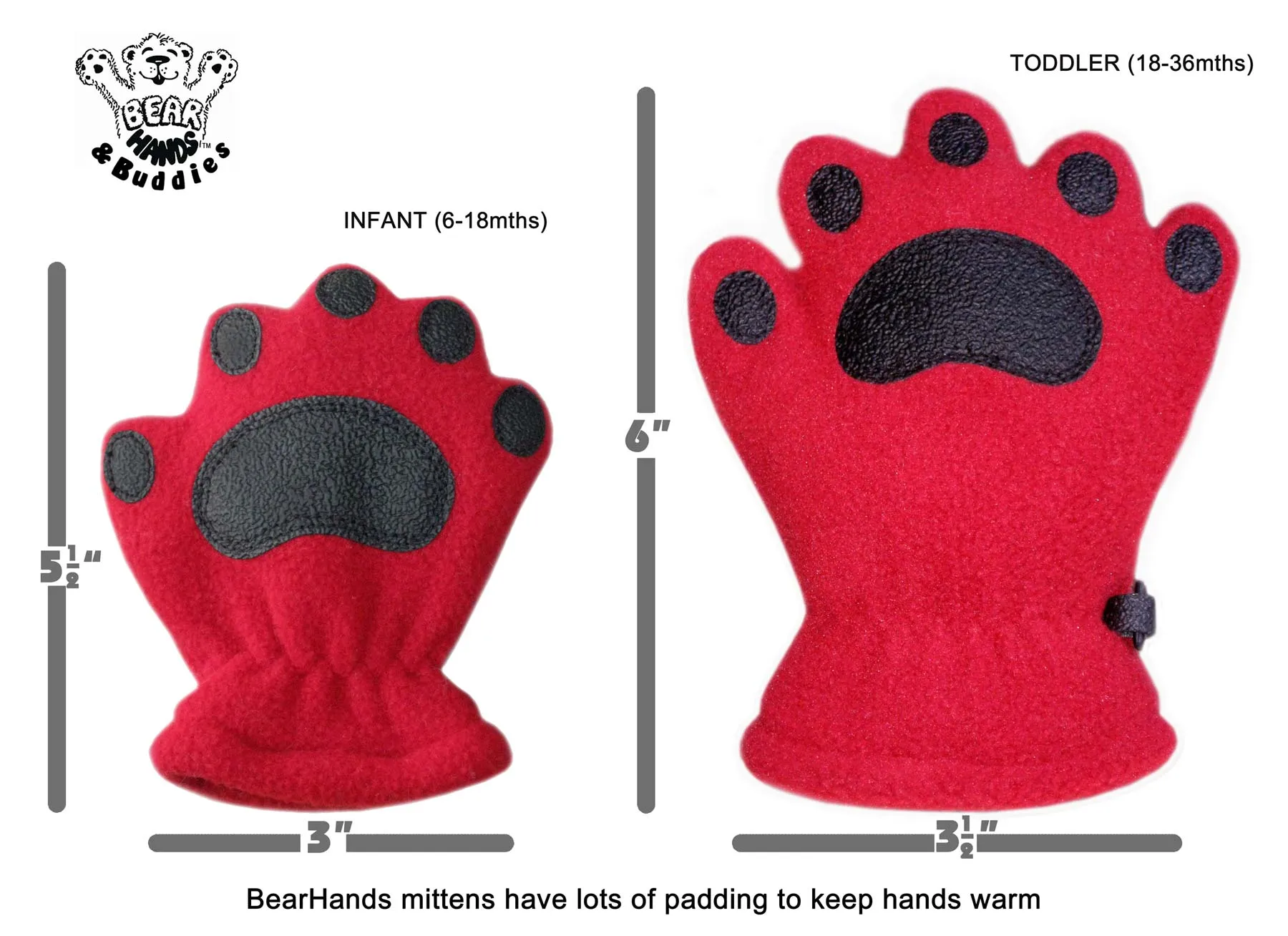 Infant & Todder Red Fleece Mittens