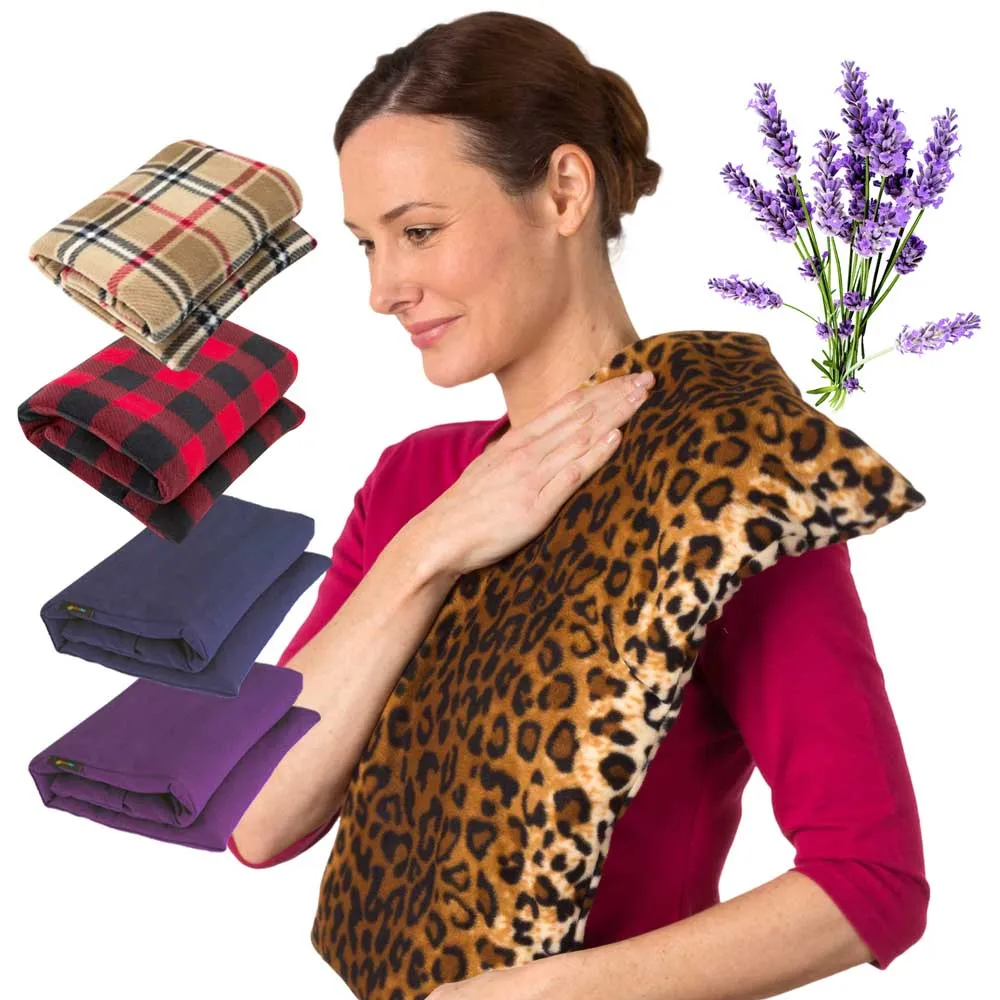 Lavender-scented Extra Large Body Heat Wrap Microwavable, Leopard