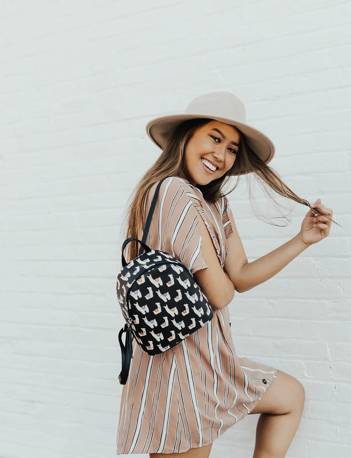 Llamas on Repeat Backpack in Black