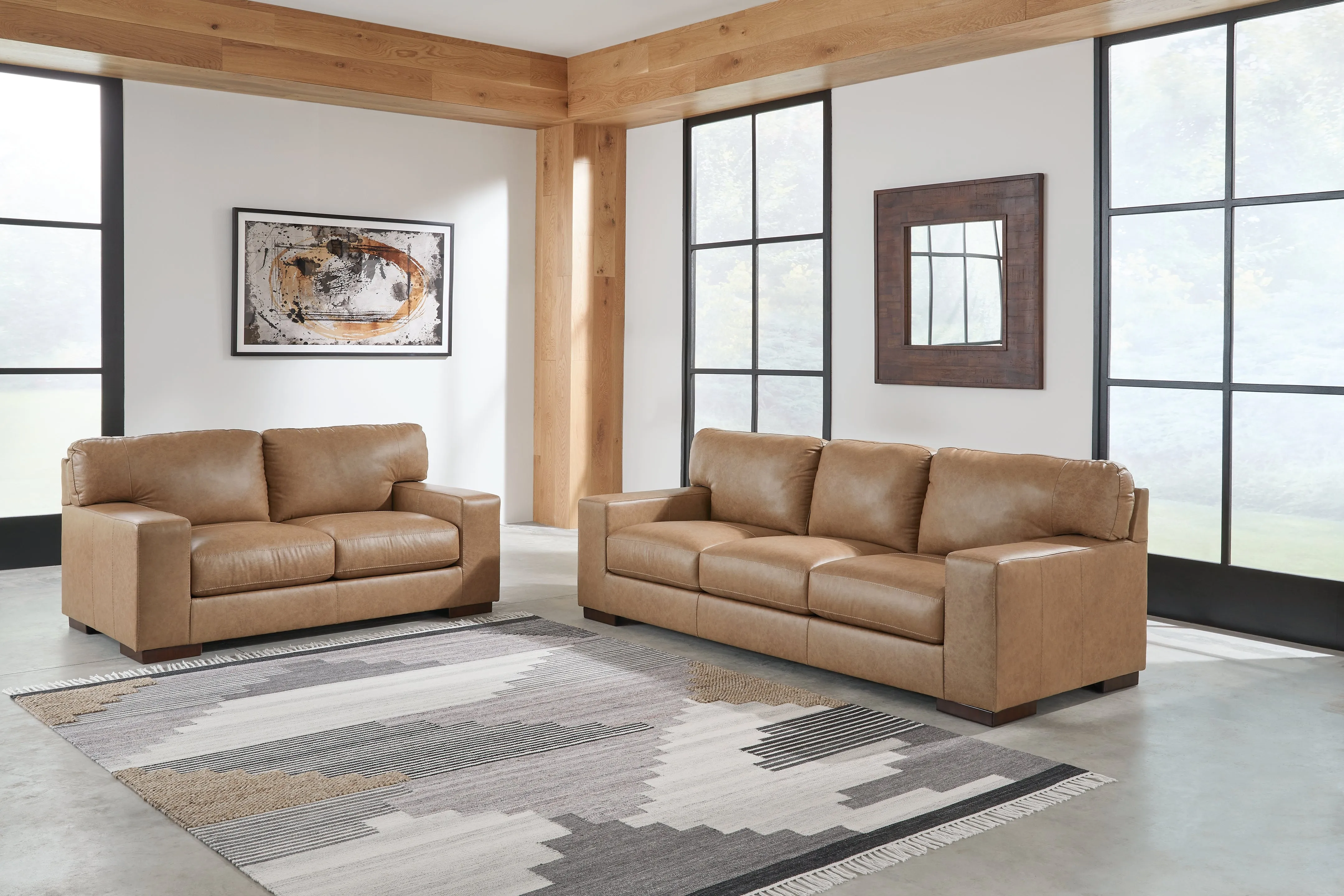 Lombardia Sofa and Loveseat in Tumbleweed