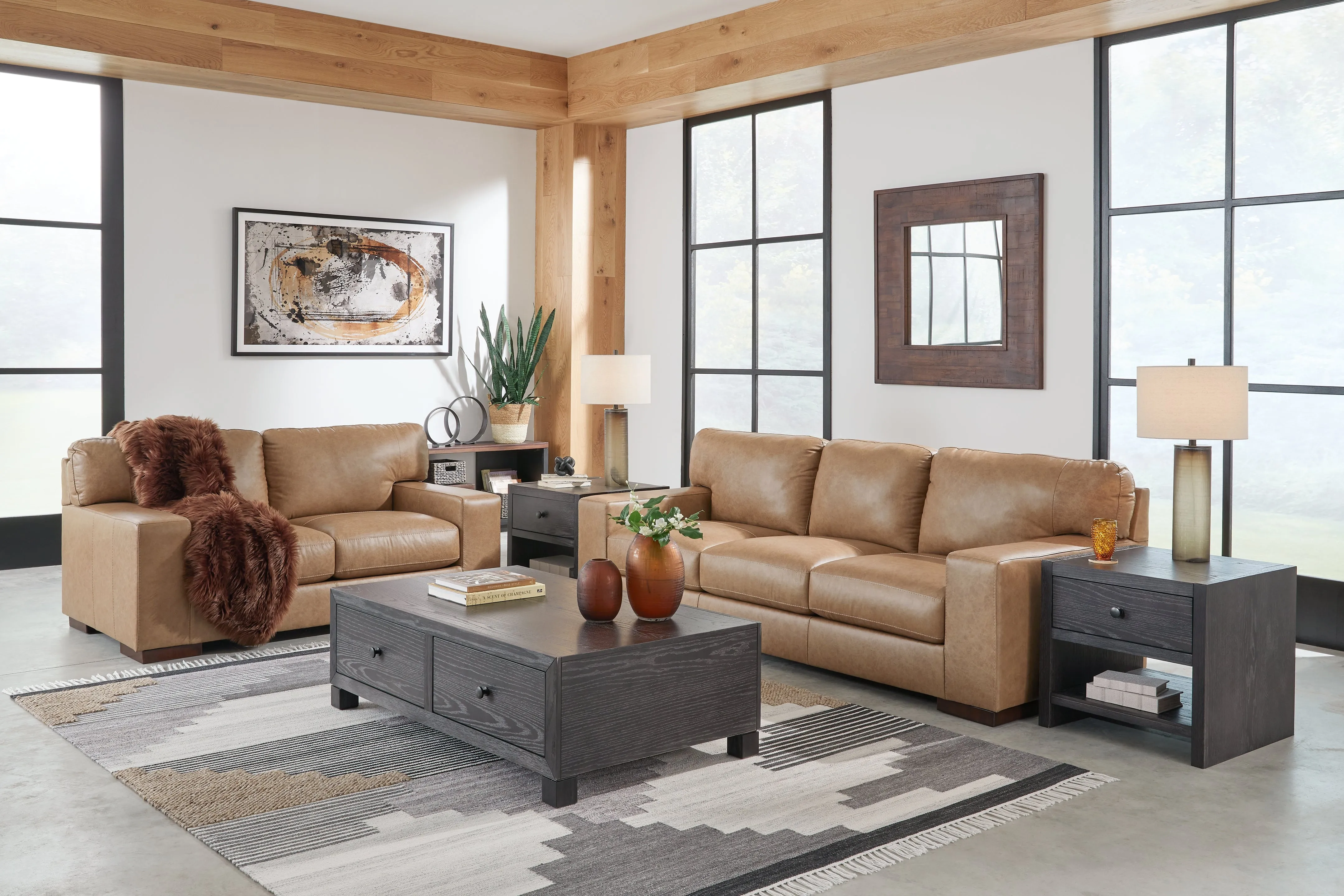 Lombardia Sofa and Loveseat in Tumbleweed