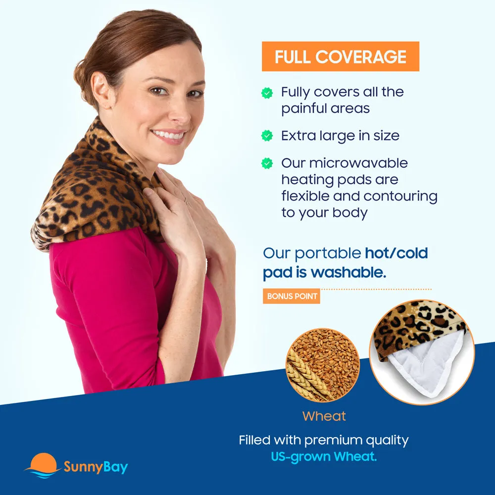 Microwavable Extra Large Body Heat Wrap, 10" x 24", Leopard Print