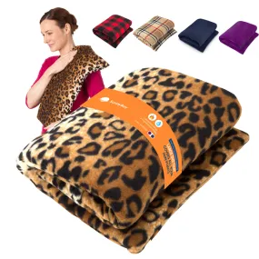 Microwavable Extra Large Body Heat Wrap, 10" x 24", Leopard Print