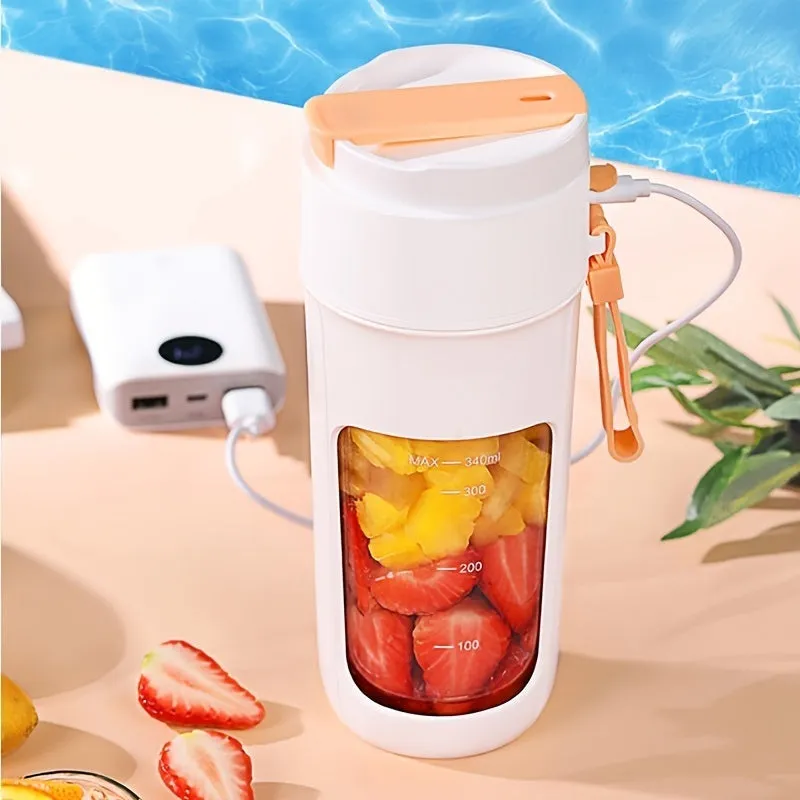 Portable Wireless Blender With The Straw; USB Travel Juice Cup Baby Food Mixing Juicer Machince With Updated 8 Blades 3000mAh Rechargeable Battery