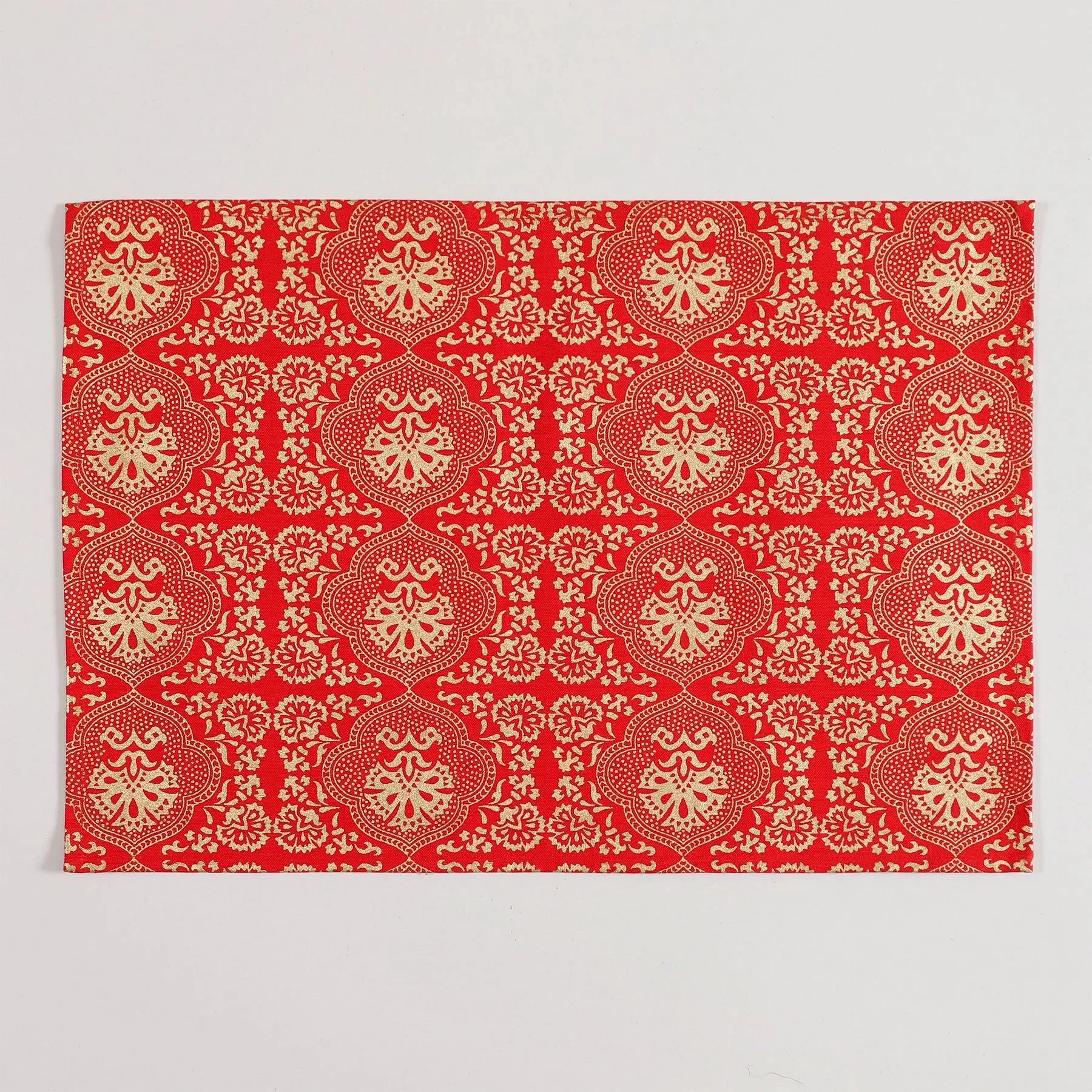 Red & Gold Cotton Table Mat Set of 6