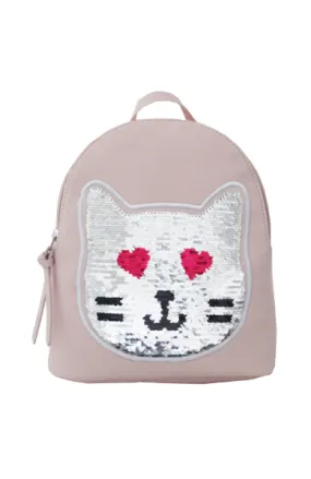 Reversible Sequin Patch Cat Backpack in Pink