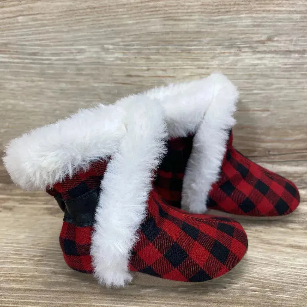 Robeez Jack Soft Sole Boot Red Plaid sz 3-6m