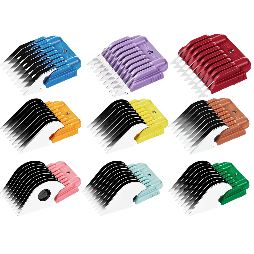 Set of 9 pieces stainless steel combs by Heiniger