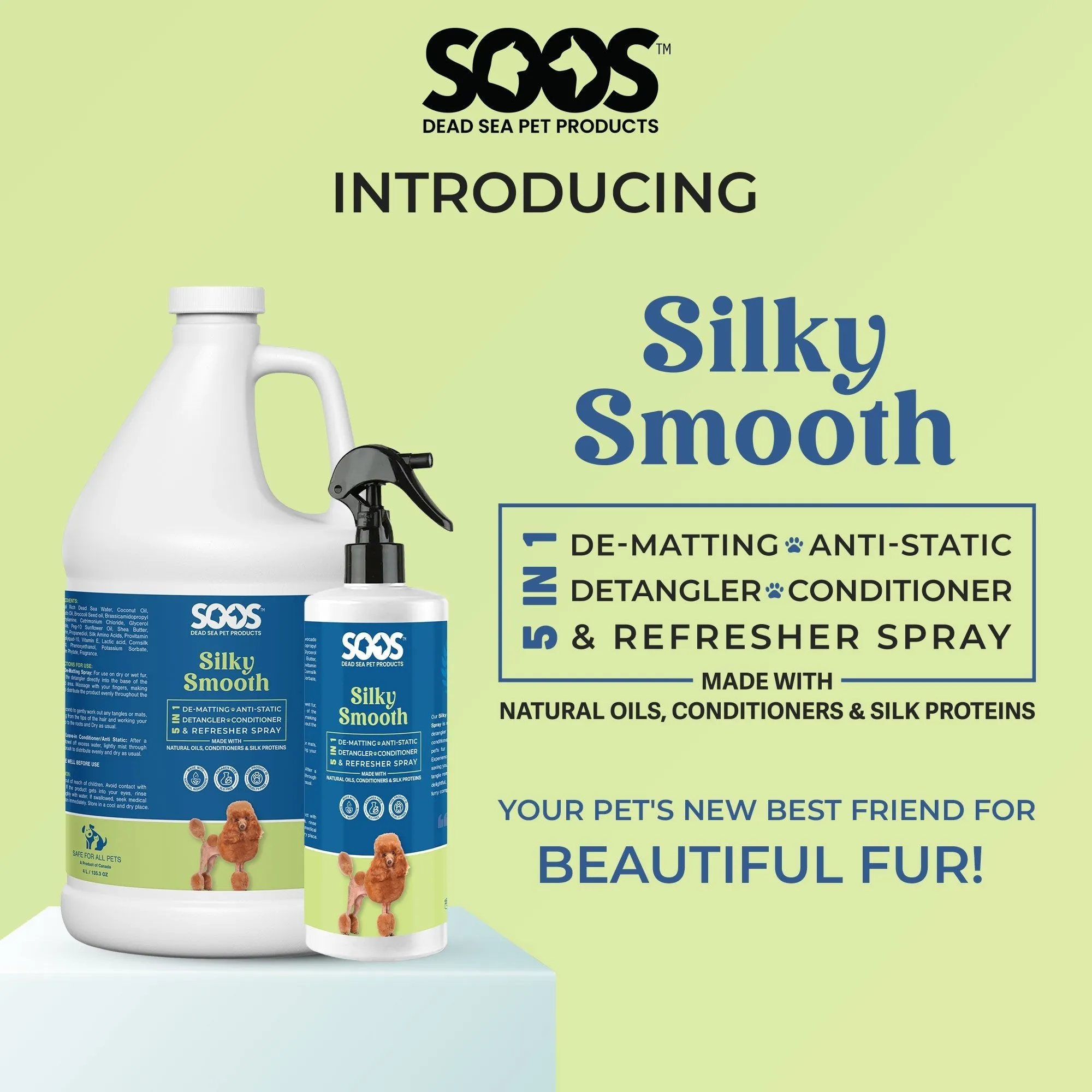 Silky Smooth 5-in-1 Leave-on Conditioning Spray for Dogs and Cats by Soos Pets