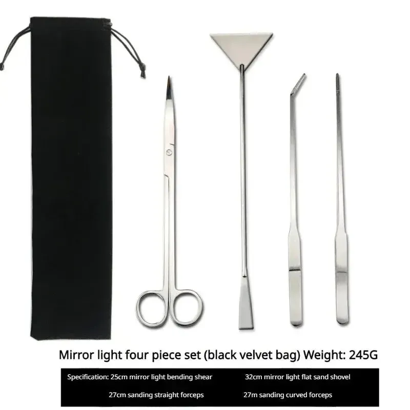 Stainless Steel Aquarium Scissors Set – 4-Piece Cleaning Tool Kit