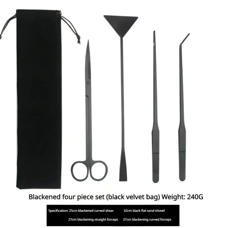 Stainless Steel Aquarium Scissors Set – 4-Piece Cleaning Tool Kit