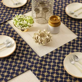 Star Sparkle Gold & Blue Cotton Table Mat Set of 6