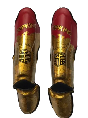 Top King Shin Guards TKSGCT-CN01 Fook & Double Happiness Red Gold