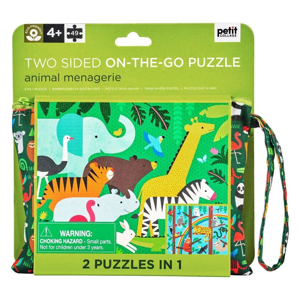 Two Sided On-The-Go Puzzle Animal Menagerie