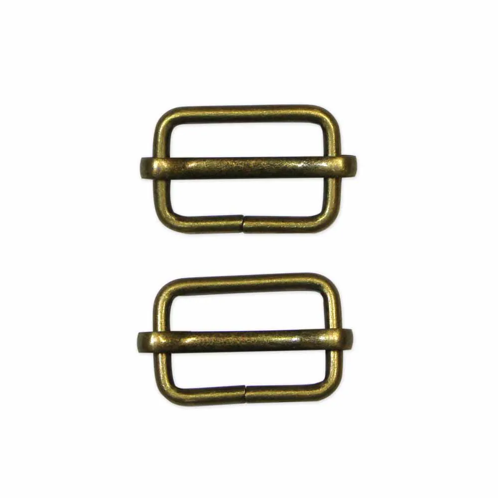 UNIQUE SEWING Slide Buckle - Metal - 25mm (1") - Antique Gold - 2 pcs