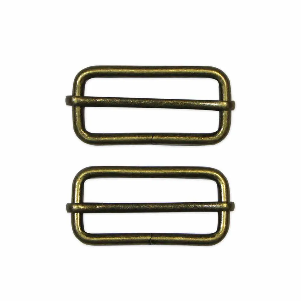 UNIQUE SEWING Slide Buckle - Metal - 38mm (1½") - Antique Gold - 2 pcs