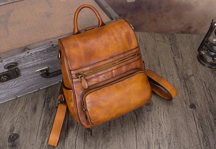 Vintage Ladies Leather Satchel Backpack Purse Side Bags for Women