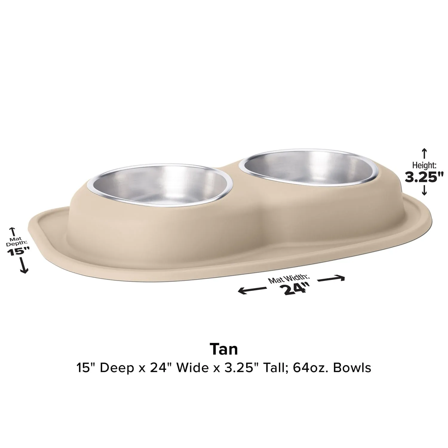 WeatherTech Double Low Pet Feeding System, Stainless Steel