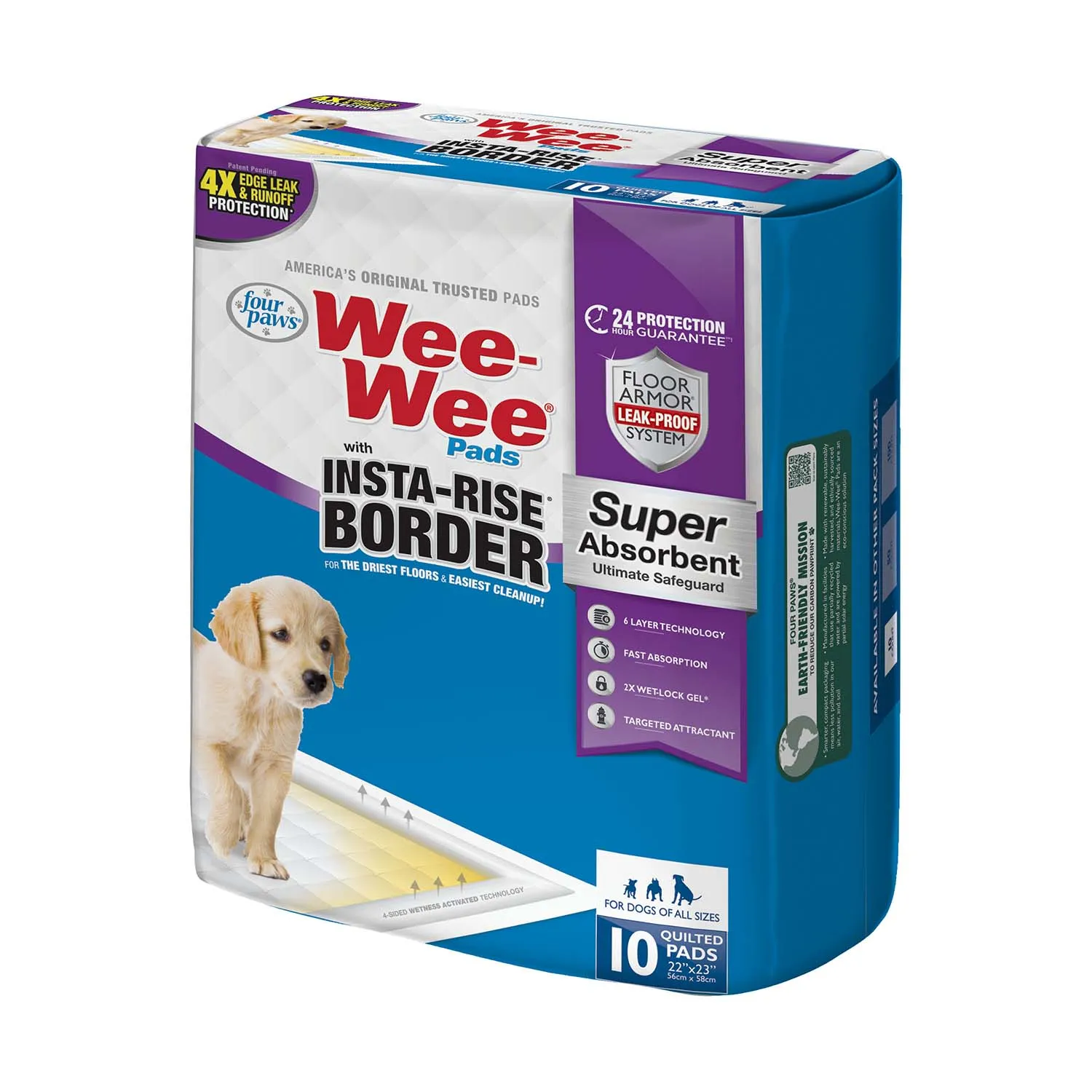 Wee-Wee Super Absorbent Dog Pee Pads with Insta-Rise Border