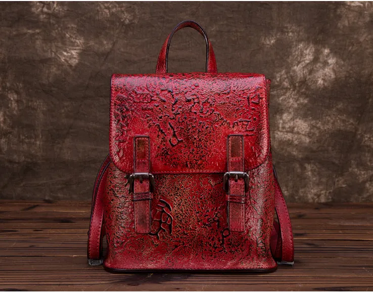 Women Dyeing Leather Backpack Handbags Cool Backpacks for Women