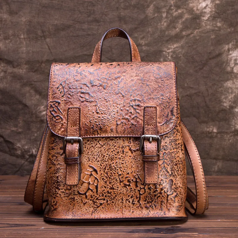 Women Dyeing Leather Backpack Handbags Cool Backpacks for Women