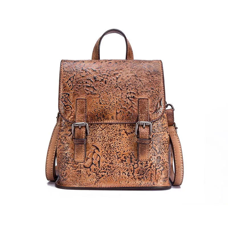 Women Dyeing Leather Backpack Handbags Cool Backpacks for Women