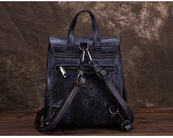 Women Dyeing Leather Backpack Handbags Cool Backpacks for Women