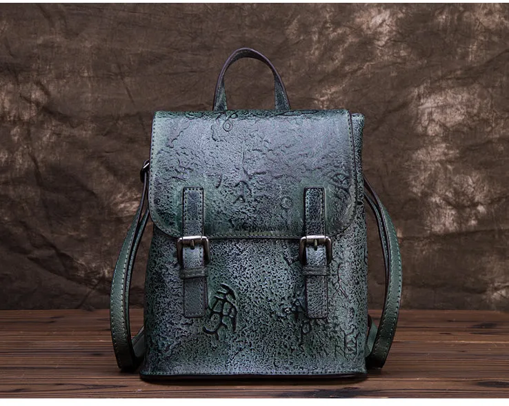 Women Dyeing Leather Backpack Handbags Cool Backpacks for Women