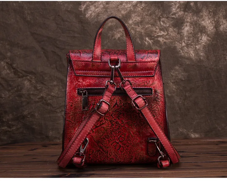 Women Dyeing Leather Backpack Handbags Cool Backpacks for Women