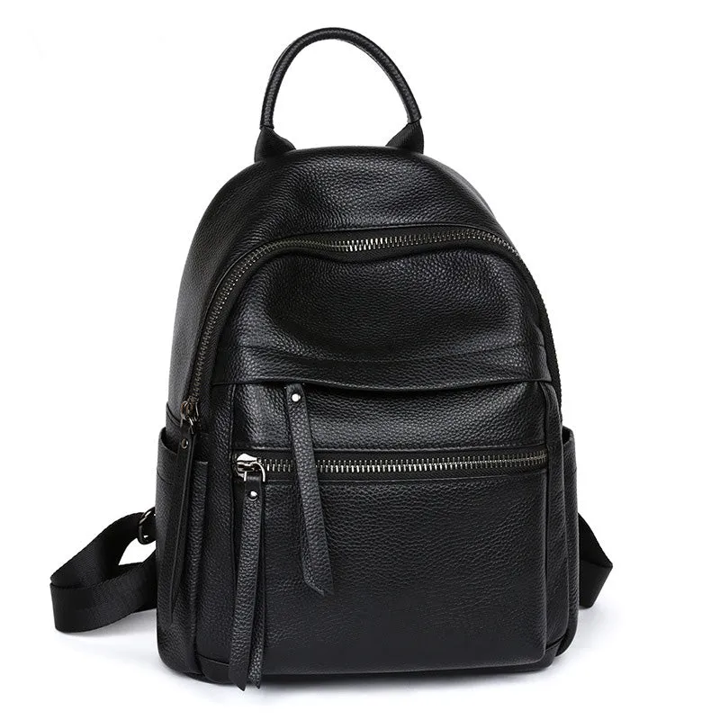 Womens Small Black Leather Backpack Purse Black Rucksack For Women